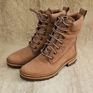 Timberland Women's Courmayeur Valley 6-Inch Tan Lace-Up Moto Boots